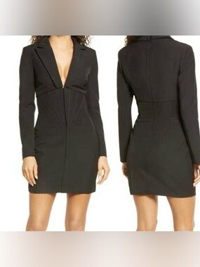 Lavish Alice Black Cocktail Dress Sz 4 Fitted Corset Blazer Mini Night Out